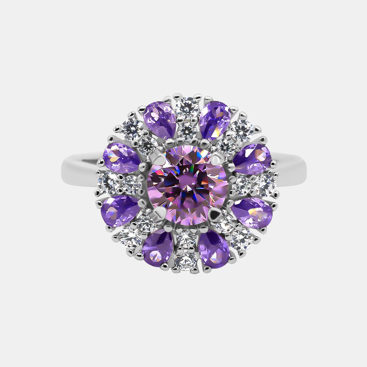 【746】Gemstone Fusion Symphony Violet Harmony Moissanite Ring