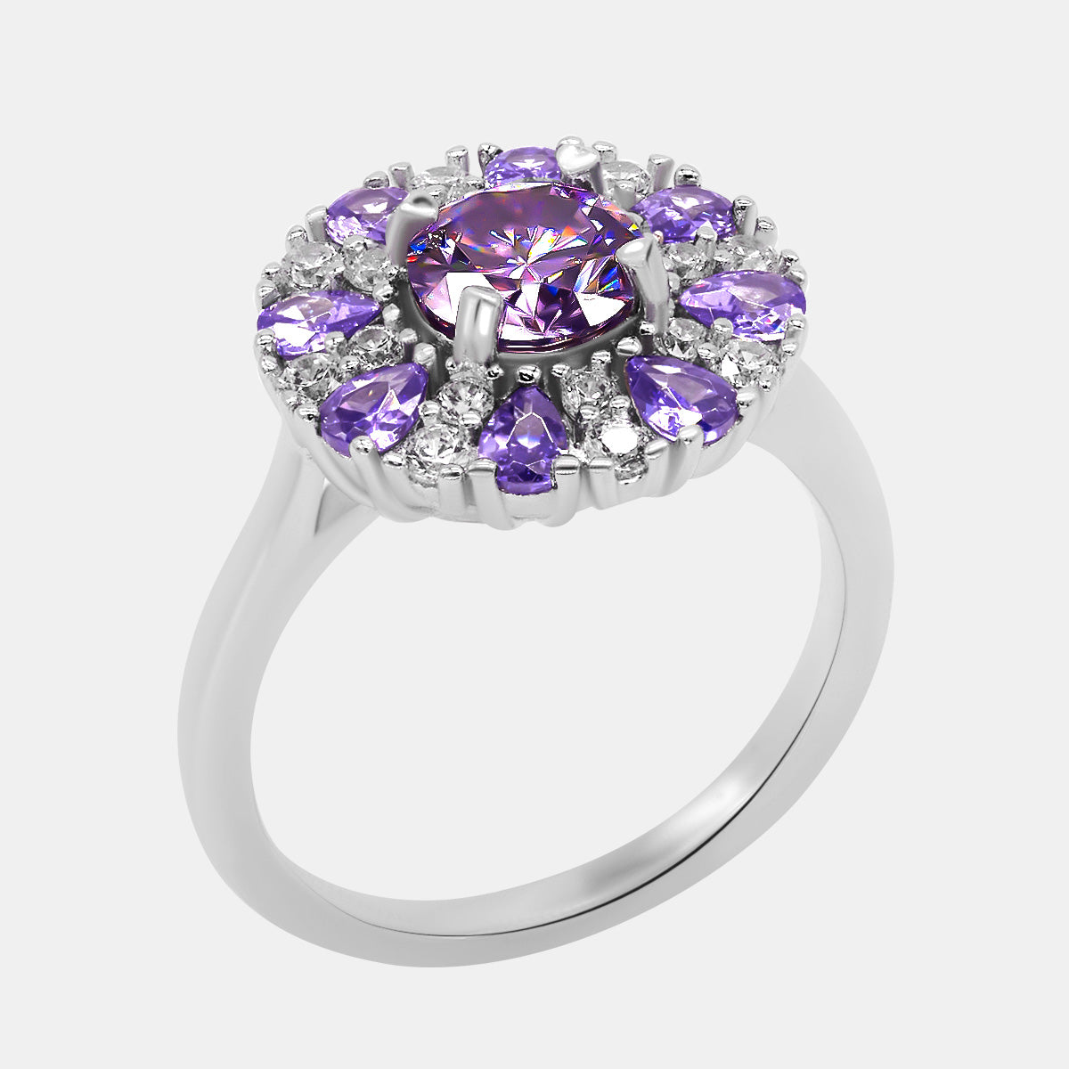 【746】Gemstone Fusion Symphony Violet Harmony Moissanite Ring