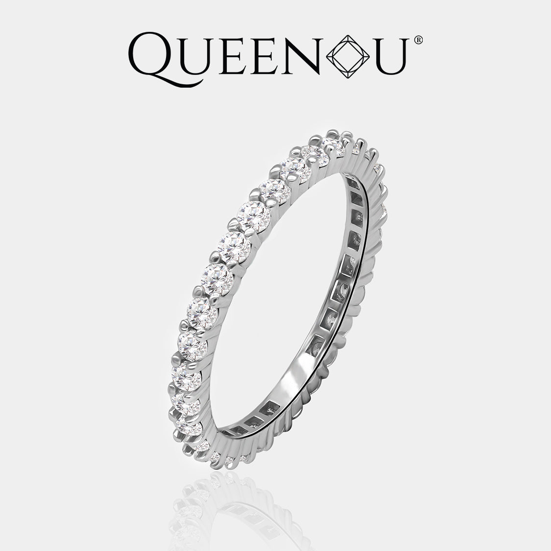 【267】QUEENOU Dainty Lucky Star Linear Cubic Zirconia Ring