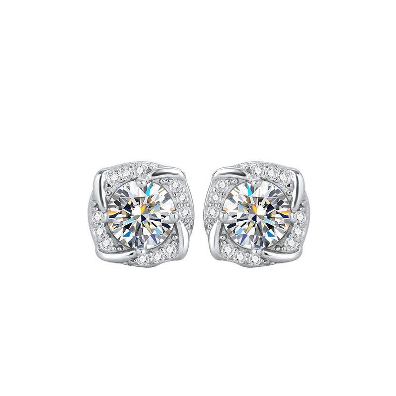 【#247】925 Sterling Silver Moissanite Earrings - Queenou Jewelry