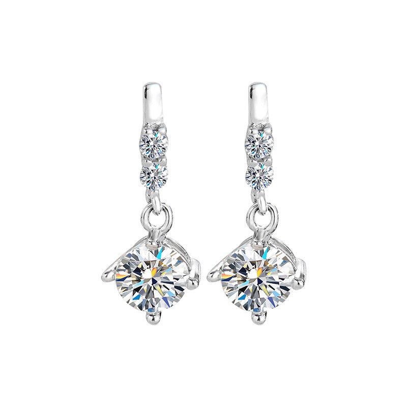 【#249】925 Sterling Silver Moissanite Earrings - Queenou Jewelry