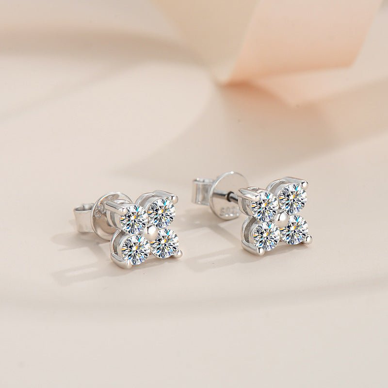【#251】925 Sterling Silver Moissanite Earrings - Queenou Jewelry