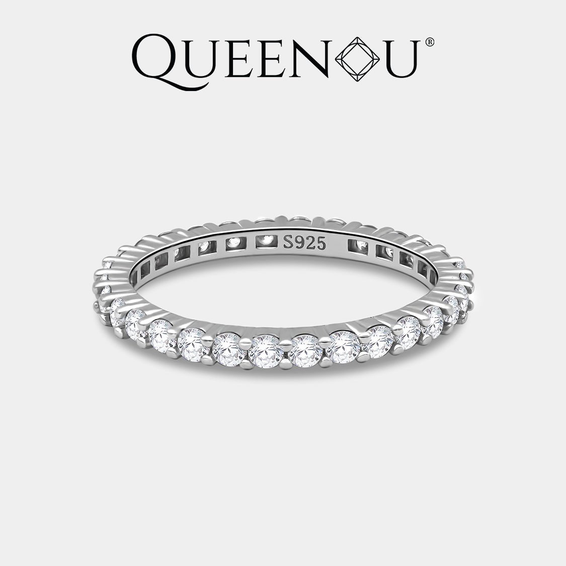 【267】QUEENOU Dainty Lucky Star Linear Cubic Zirconia Ring - Queenou Jewelry