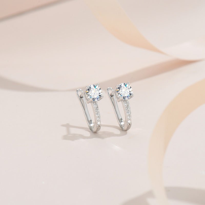 【#288】925 Sterling Silver Moissanite Earrings - Queenou Jewelry