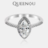 【843】Synthetic Moissanite 1CT Starlight Marquise Ring + Radiant V band - Queenou Jewelry