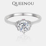 【878】1CT Crown Six - Prong Rose Accented Synthetic Moissanite Ring - Queenou Jewelry