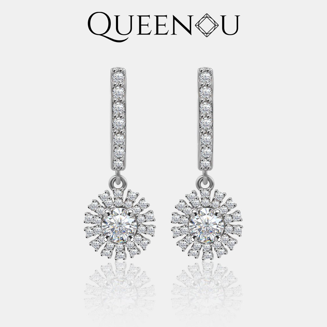 【929】Starwish Dandelion 0.5CT*2 Synthetic Moissanite Earrings - Queenou Jewelry