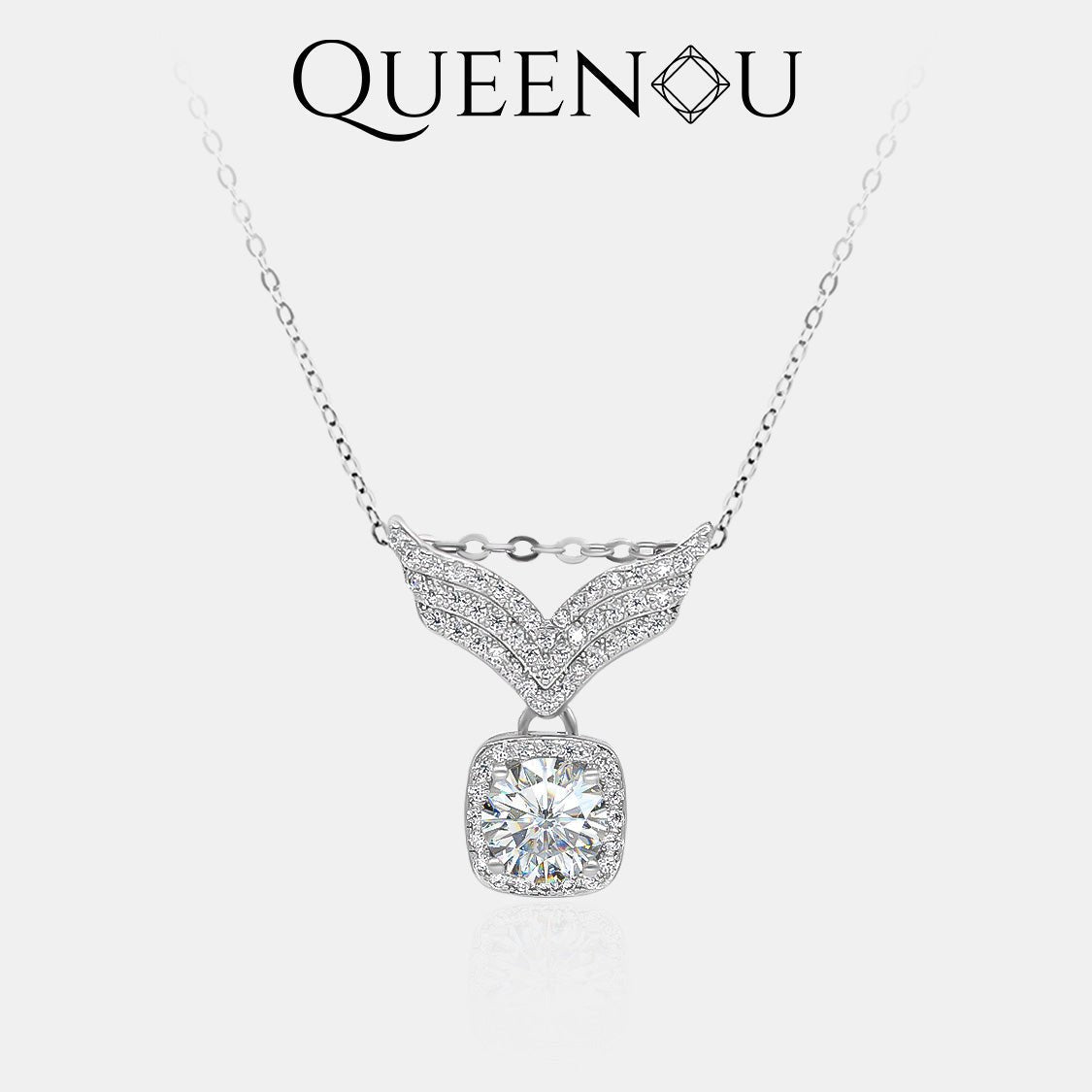 【931】Celestial Wings 1CT Synthetic Moissanite Necklace - Queenou Jewelry
