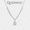 【950】Flower Encircled with 1.5CT Teardrop Synthetic Moissanite Necklace - Queenou Jewelry