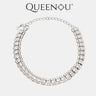 【954】Geometric Cluster Bracelet: 32 Oval Synthetic Moissanites Framed by White Zirconias | Double - Row Zirconia Edging | Lobster Clasp - Queenou Jewelry