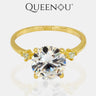 【955】Elegant Synthetic Moissanite Solitaire Ring | 3CT Green/White/Red Center Stone | Accented with Sparkling Zirconia - Queenou Jewelry