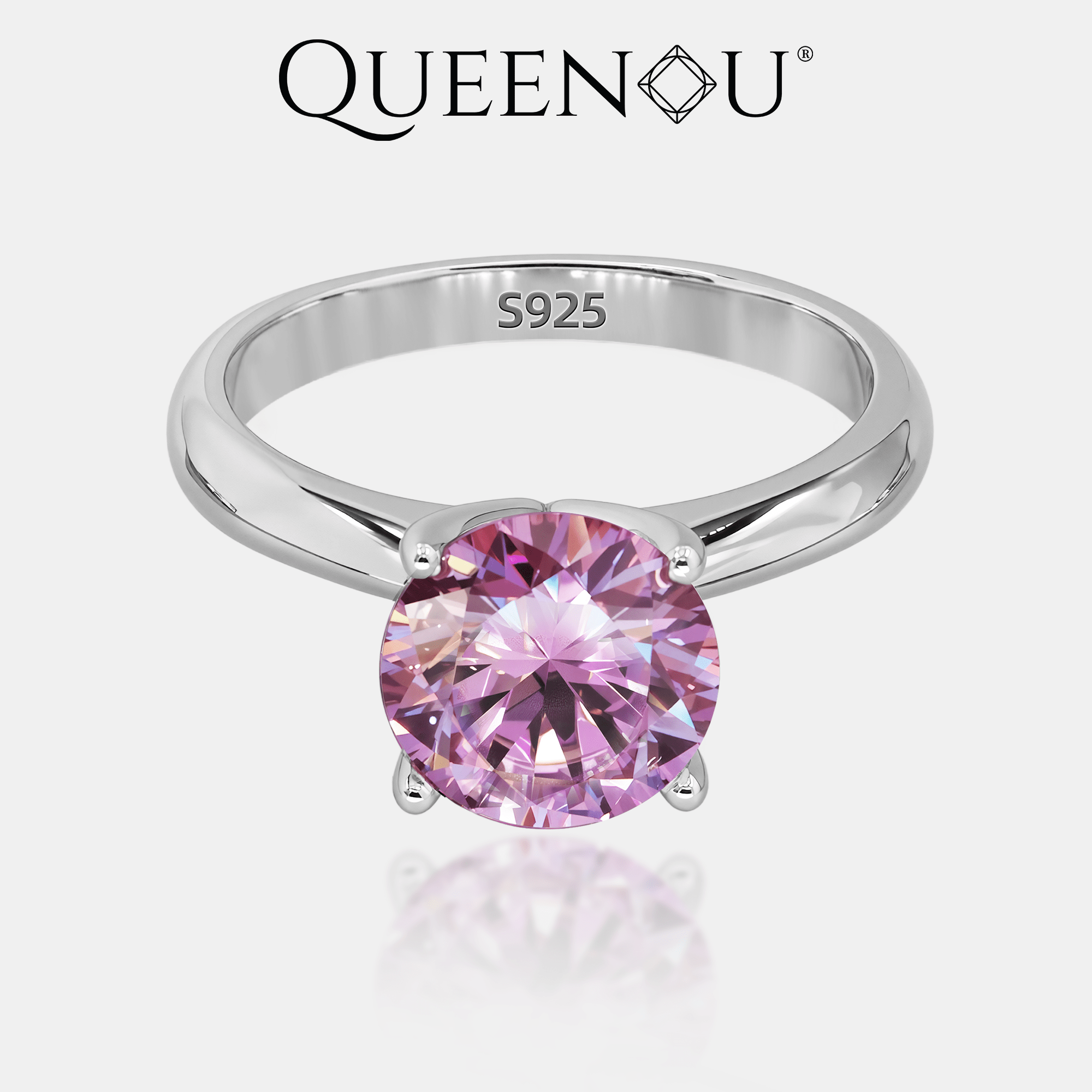 【956】3CT Colored Synthetic Moissanite Engagement Ring | Secure 4 - Prong Setting | Available in 4 Colors - Queenou Jewelry