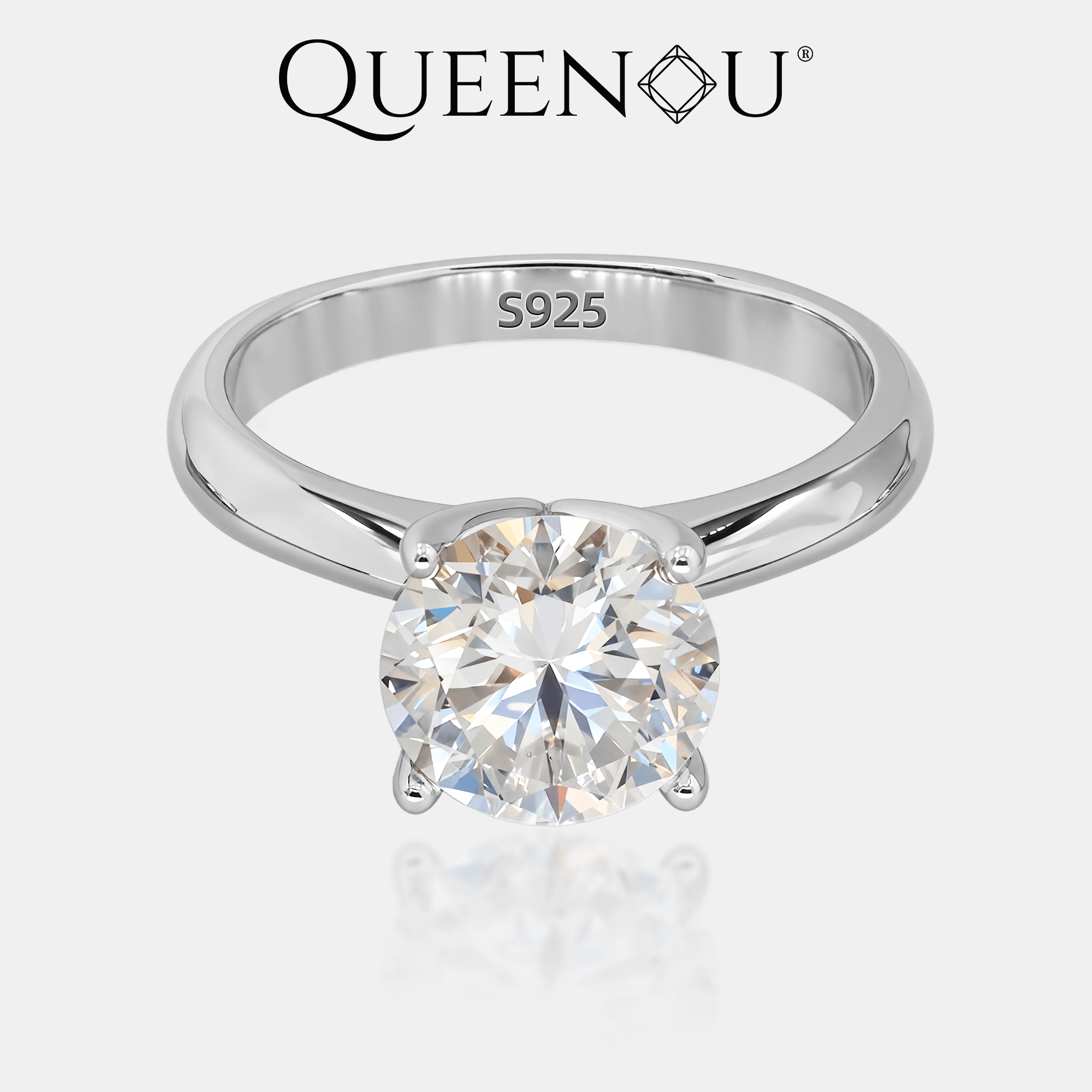 【956】3CT Colored Synthetic Moissanite Engagement Ring | Secure 4 - Prong Setting | Available in 4 Colors - Queenou Jewelry