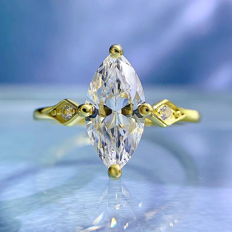 【963】Marquise Cut 1.5ct Cubic Zirconia Ring - Queenou Jewelry