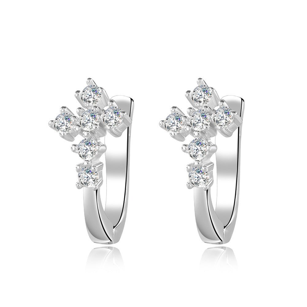 【979】Minimalist 5 - Stone Synthetic Moissanite Cross Studs | Precision - Set in Sacred Geometry Design - Queenou Jewelry