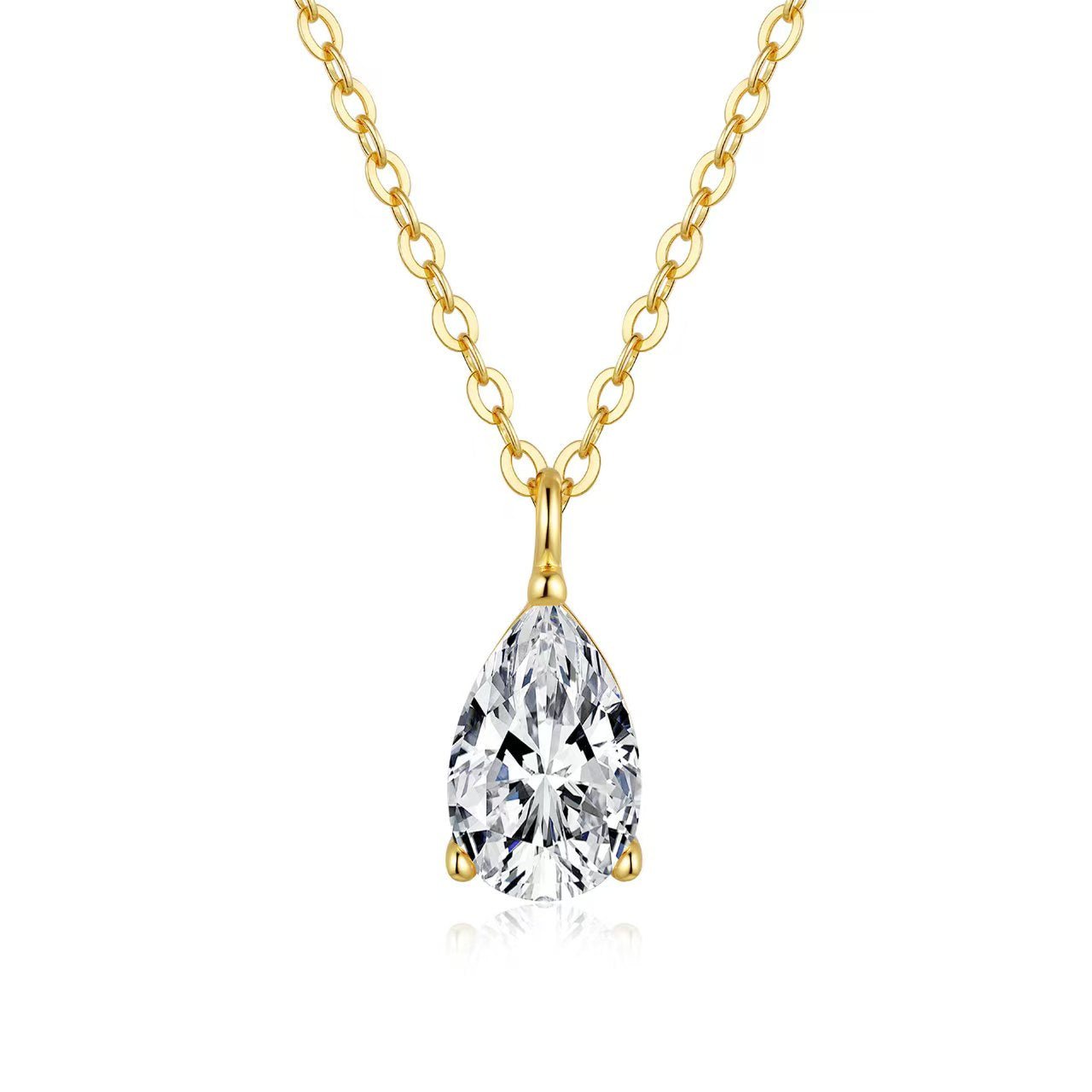 【980】Dangling Teardrop Pendant Necklace , Features a Sparkling 1 or 2 Carat White Synthetic Moissanite, Elegant Everyday Statement Piece - Queenou Jewelry