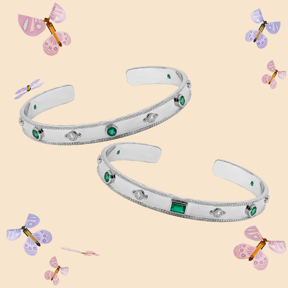 【A5】Lab Grown Emerald and Mossianite Harmony Bracelet