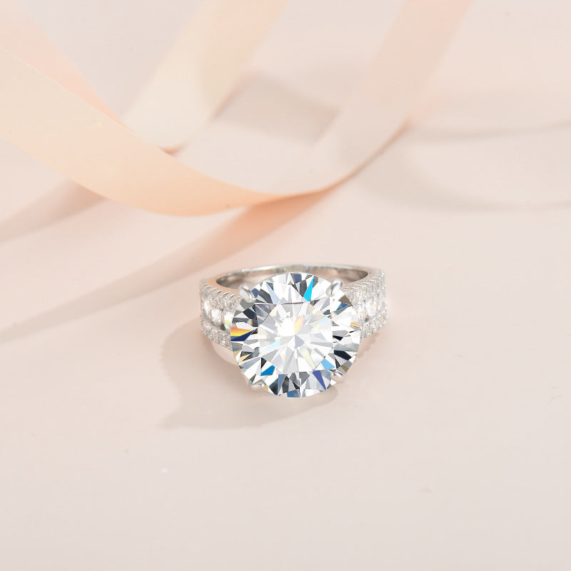 【228】10CT 925 Sterling Silver Moissanite Ring