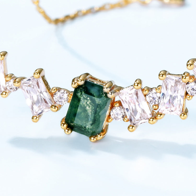 【766】‘Mystic Moss Collection’ Agate Haven Necklace Moss Agate Elegant Event Necklace