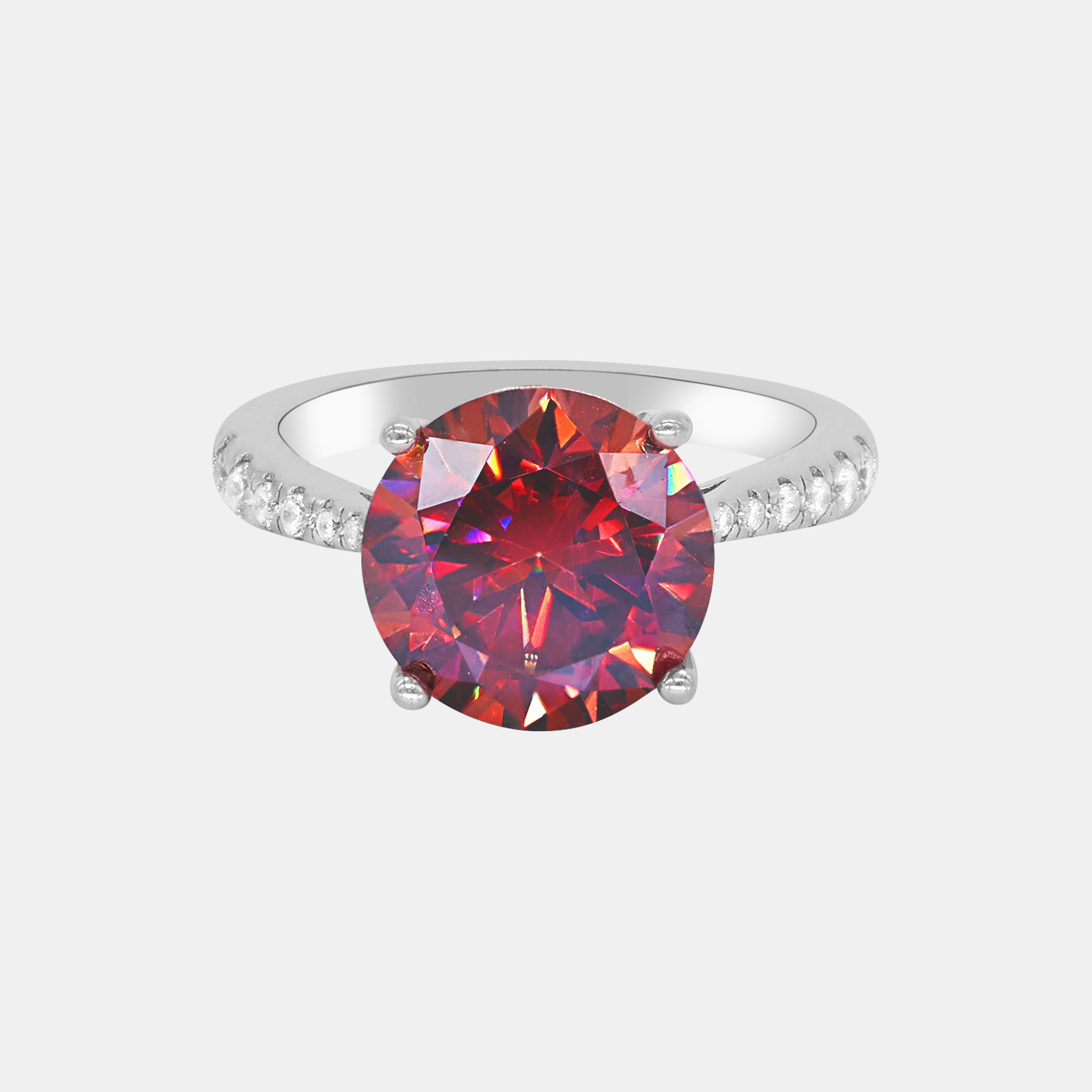 【#195】Grand Round Ruby Moissanite Ring