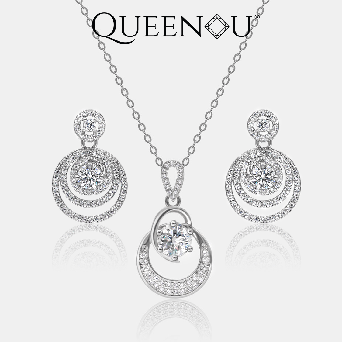 【Z4】Star and Moon Round Synthetic Moissanite Necklace Earrings Jewelry Set - Timeless Design for Wedding, Anniversary, or Birthday Gift. Fashionable and Classic Jewelry, Perfect for Special Occasions, Romantic Gifts, and Everyday Elegance. - Queenou Jewelry