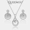 【Z4】Star and Moon Round Synthetic Moissanite Necklace Earrings Jewelry Set - Timeless Design for Wedding, Anniversary, or Birthday Gift. Fashionable and Classic Jewelry, Perfect for Special Occasions, Romantic Gifts, and Everyday Elegance. - Queenou Jewelry