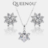 【Z5】“Eternal Winter Blossom” 0.5CT*2 Earrings + 2CT Necklace Synthetic Moissanite Matching Jewelry Set – Romantic Valentine’s Day Gift, Christmas & Anniversary Jewelry, Floral and Geometric Design for Bridal Shower, Party, or Elegant Dating, - Queenou Jewelry