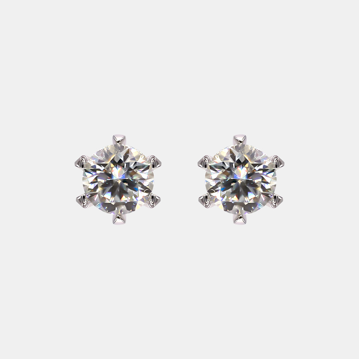 【432】6-prong 0.5 Carat 925 Sterling Silver Earrings