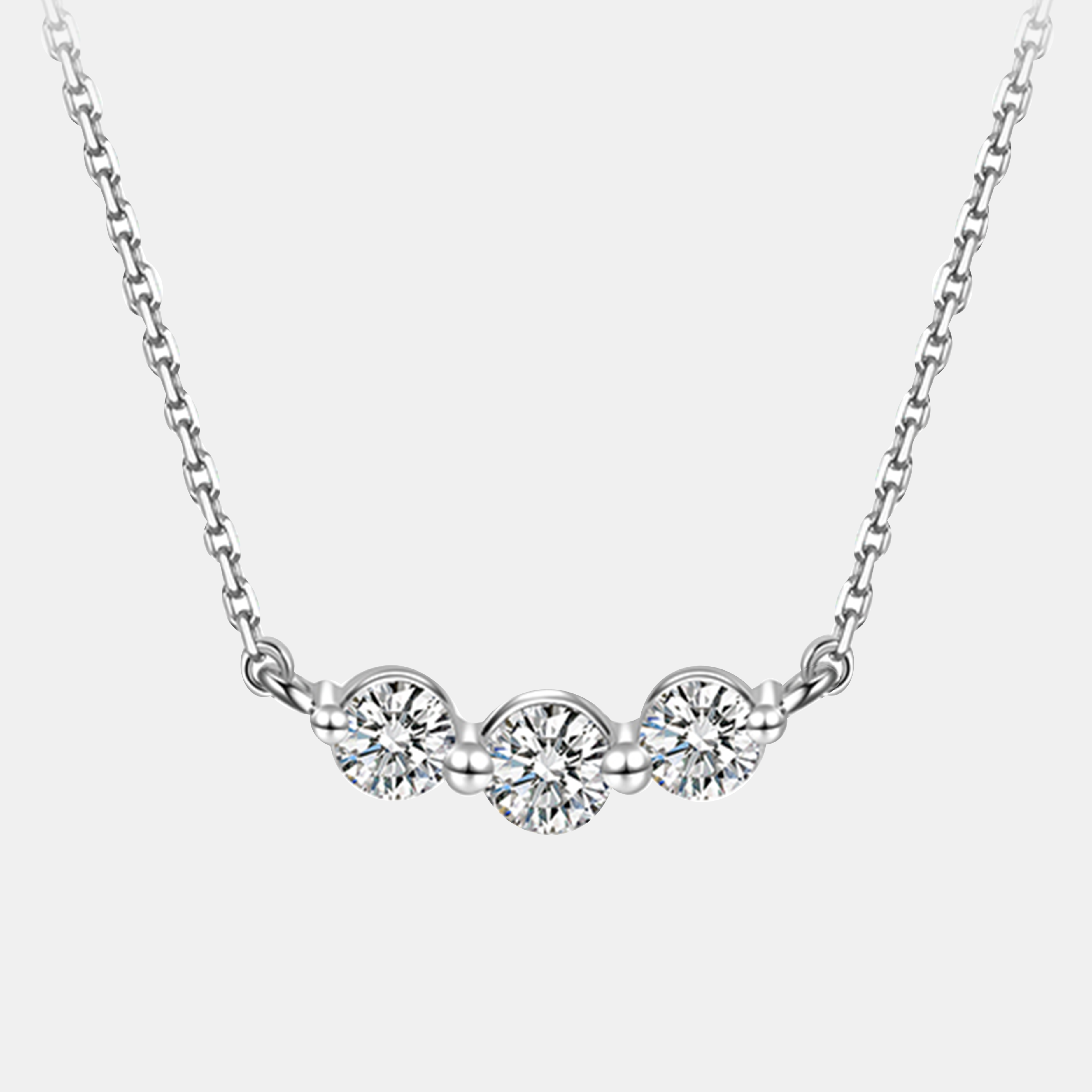 Three Lab Diamond Bezel Necklace