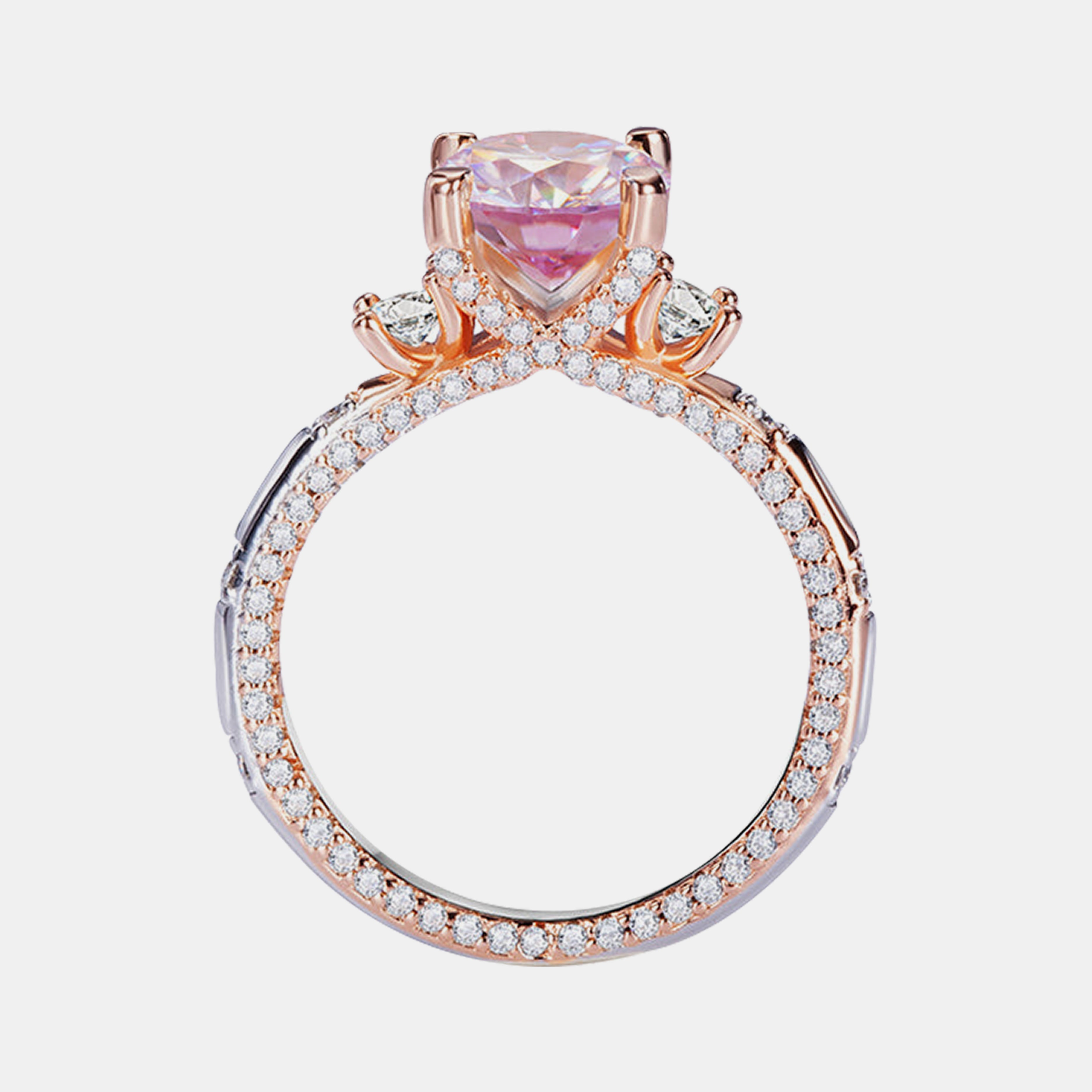 【#149】 925 Sterling Silver Sakura Pink Moissanite Rings