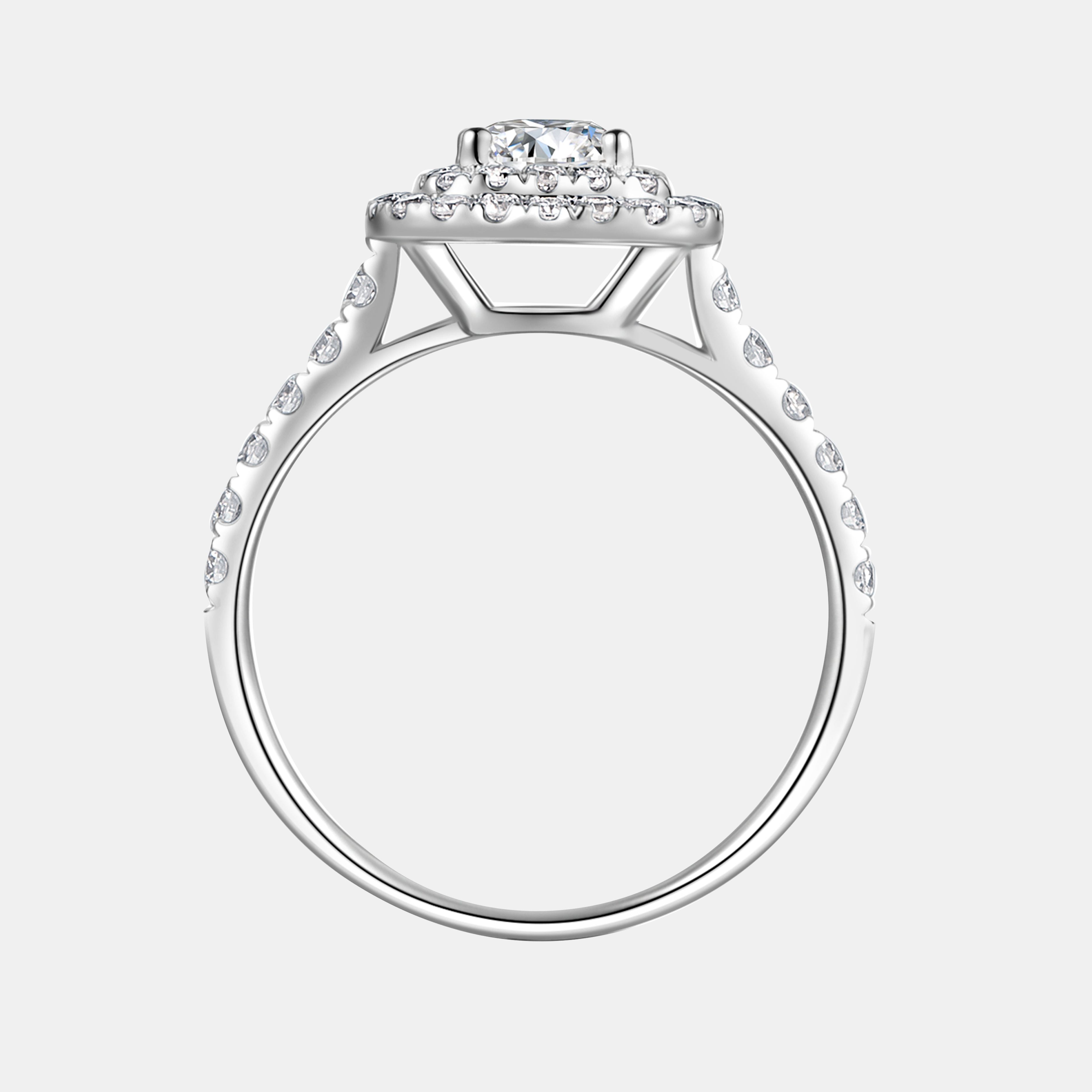 18K White Gold Halo Radiant Lab Diamond Ring