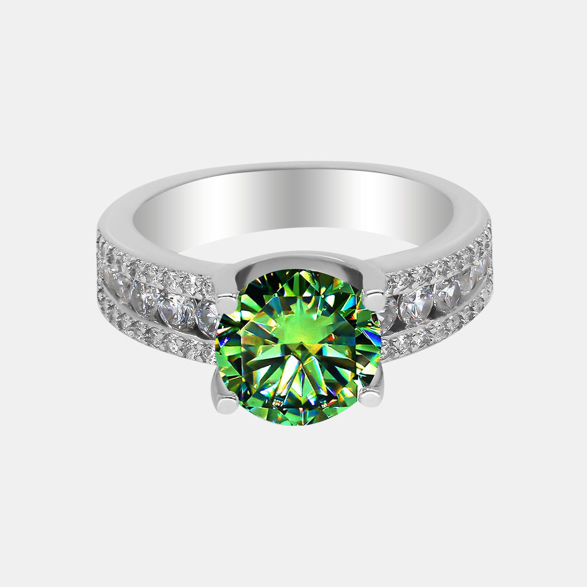 【401】"Deck the Hall" Paved Channel 3 Carat Moissanite Ring