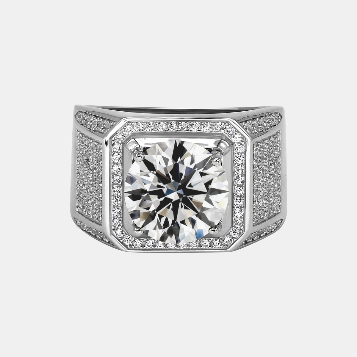 【403】"Deck the Hall" Inlaid Paved Men's 5 Carat Moissanite Ring